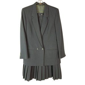 Vintage Huntington Skirt Suit Navy Blue Jacket Blazer Set